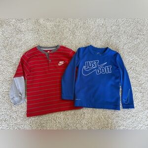Nike Kids Red and Blue Long Sleeve Tees